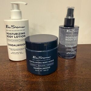 Ben Sherman Exfoliating Body Scrub, body lotion, body spray in sandalwood, NEW,
